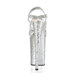 INFINITY-997LG 9" Heel Silver Glitter Pole Dancing Platforms