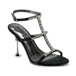 JEWEL-27 Party & Prom 4" Heel Black Satin Sexy Sandals