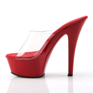 KISS-201 Pleaser 6" Heel Clear and Red Pole Dancing Platform