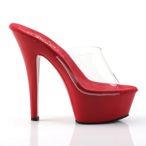 KISS-201 Pleaser 6" Heel Clear and Red Pole Dancing Platform