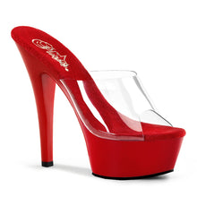 Load image into Gallery viewer, KISS-201 Pleaser 6&quot; Heel Clear and Red Pole Dancing Platform