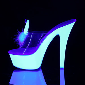 KISS-201BUNNY 6" Heel Clear Neon White Pole Dancer Platforms