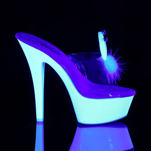 KISS-201BUNNY 6" Heel Clear Neon White Pole Dancer Platforms