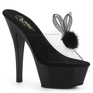 KISS-201BUNNY 6" Heel Clear and Black Pole Dancing Platforms