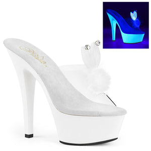 KISS-201BUNNY 6" Heel Clear Neon White Pole Dancer Platforms