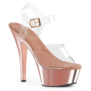 KISS-208 6" Heel Clear Rose Gold Chrome Pole Dance Platforms