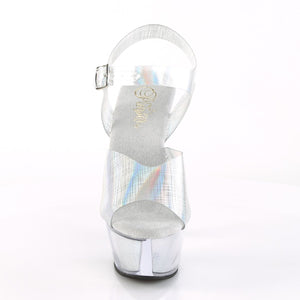 KISS-208N-CRHM 6" Heel Silver Hologram Pole Dancer Platforms