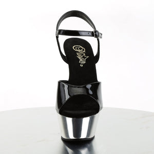 KISS-209 6" Heel Black and Silver Chrome Pole Dancer Shoes