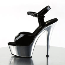 Load image into Gallery viewer, KISS-209 6&quot; Heel Black and Silver Chrome Pole Dancer Shoes