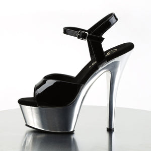 KISS-209 6" Heel Black and Silver Chrome Pole Dancer Shoes