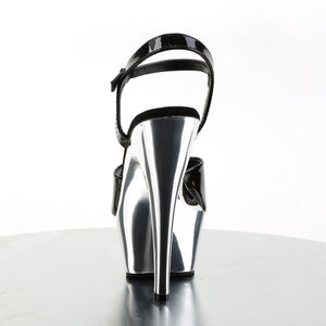 KISS-209 6" Heel Black and Silver Chrome Pole Dancer Shoes