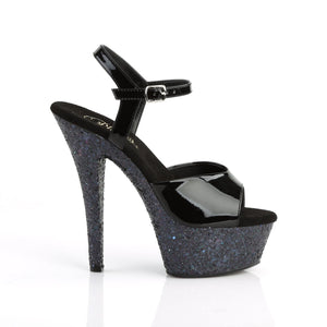 KISS-209LG 6" Heel Black Patent Glitter Pole Dance Platforms