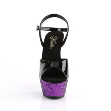 Load image into Gallery viewer, KISS-209LG Pleaser 6&quot; Heel Black Purple Multi Glitter Shoes