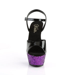 KISS-209LG Pleaser 6" Heel Black Purple Multi Glitter Shoes