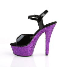 Load image into Gallery viewer, KISS-209LG Pleaser 6&quot; Heel Black Purple Multi Glitter Shoes