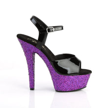 Load image into Gallery viewer, KISS-209LG Pleaser 6&quot; Heel Black Purple Multi Glitter Shoes