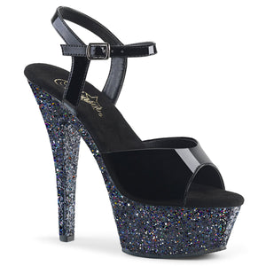 KISS-209LG 6" Heel Black Patent Glitter Pole Dance Platforms