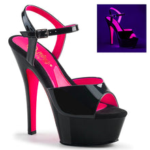 Load image into Gallery viewer, KISS-209TT 6&quot; Heel Black Patent Hot Pink Pole Dancer Shoes