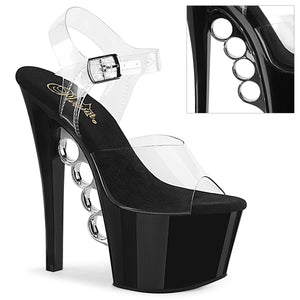 KNUCKS-708 7" Heel Clear and Black Pole Dancing Platforms