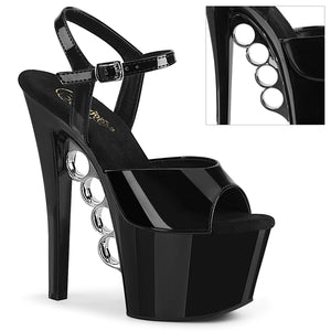 KNUCKS-709 7" Heel Black Patent Pole Dancing Platforms