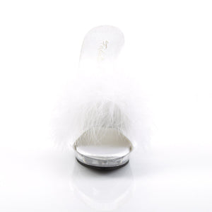 LIP-101-8 Fabulicious 5 Inch Heel White Satin Fur Sexy Shoes