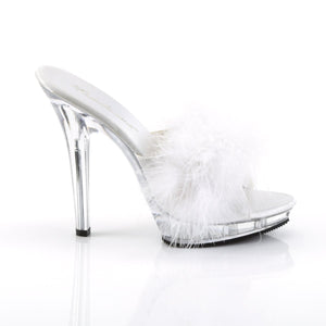 LIP-101-8 Fabulicious 5 Inch Heel White Satin Fur Sexy Shoes