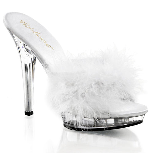 LIP-101-8 Fabulicious 5 Inch Heel White Satin Fur Sexy Shoes