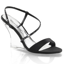 Load image into Gallery viewer, LOVELY-417 Fabulicious 4&quot; Heel Black Satin Clear Sexy Shoes