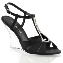 Load image into Gallery viewer, LOVELY-420 Fabulicious 4&quot; Heel Black Satin Clear Sexy Shoes