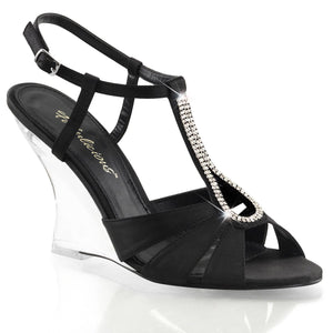 LOVELY-420 Fabulicious 4" Heel Black Satin Clear Sexy Shoes