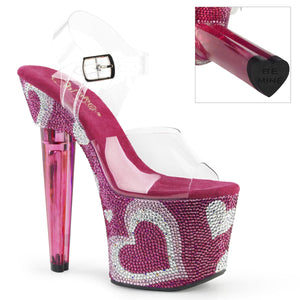 LOVESICK-708HEART 7" Heel ClearHot Pink Pole Dancing Shoes