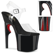 Load image into Gallery viewer, LOVETHORN-708CRS Clear Black with Red Rhinestones Sexy Shoes