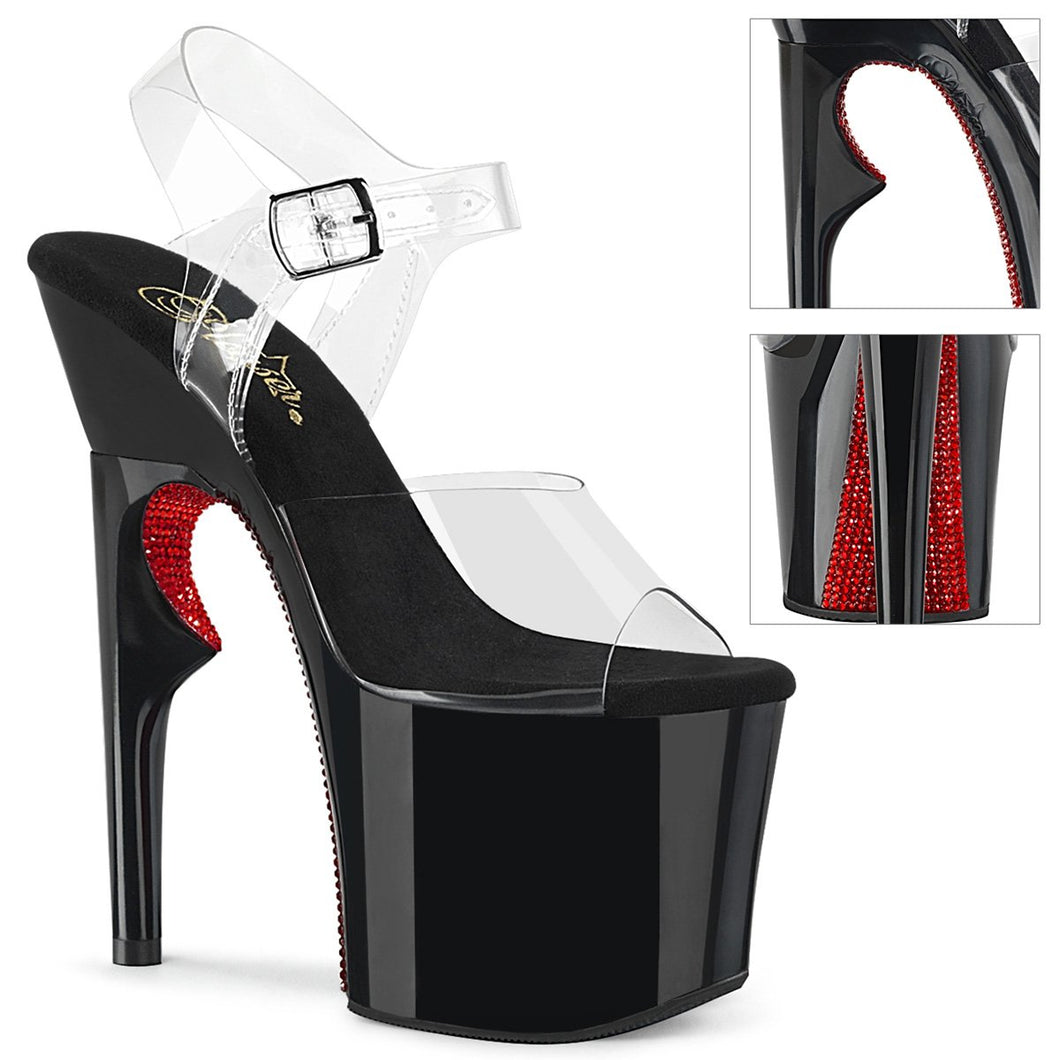 LOVETHORN-708CRS Clear Black with Red Rhinestones Sexy Shoes