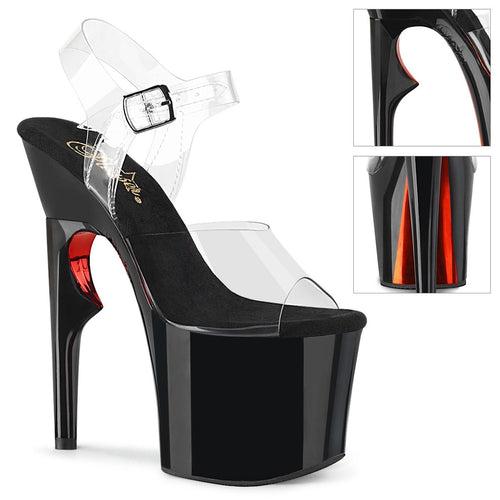 LOVETHORN-708TT Pleaser Heels Clear Black Red Stripper Shoes