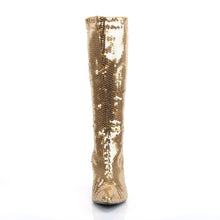 Load image into Gallery viewer, LUST-2001SQ Funtasma 4 Inch Heel Gold Sequins Women&#39;s Boots