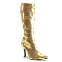 Load image into Gallery viewer, LUST-2001SQ Funtasma 4 Inch Heel Gold Sequins Women&#39;s Boots