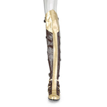 Load image into Gallery viewer, MAIDEN-8830 Funtasma 2.5&quot; Heel Brown and Gold Women&#39;s Boots