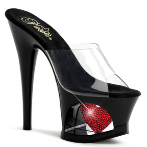 MOON-701HRS 7" Heel ClearBlack with Red Pole Dancing Shoes