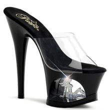 Load image into Gallery viewer, MOON-701TG 7&quot; Heel Clear Black Silver Pole Dancer Platforms