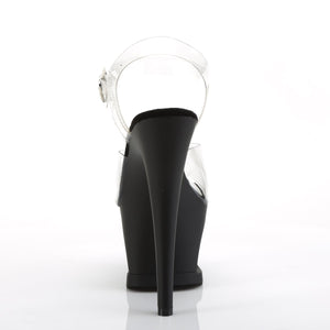 MOON-708 7" Heel Clear and Black Pole Dancing Platforms