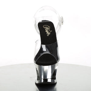 MOON-708 7" Heel Clear and Silver Chrome Pole Dancer Shoes