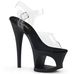 MOON-708 7" Heel Clear and Black Pole Dancing Platforms