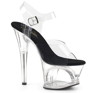 MOON-708 7" Heel Clear and Black Pole Dancing Platforms