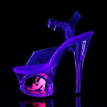 Load image into Gallery viewer, MOON-708CAT 7&quot; Heel Clear Neon Pink Pole Dancer Platforms