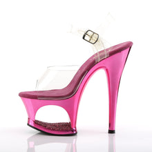 Load image into Gallery viewer, MOON-708DMCH 7&quot; Clear Fuchsia Chrome Pole Dancer Platforms