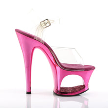 Load image into Gallery viewer, MOON-708DMCH 7&quot; Clear Fuchsia Chrome Pole Dancer Platforms