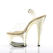 Load image into Gallery viewer, MOON-708DMCH 7&quot; Clear and Gold Chrome Pole Dancer Platforms