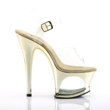 Load image into Gallery viewer, MOON-708DMCH 7&quot; Clear and Gold Chrome Pole Dancer Platforms