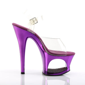 MOON-708DMCH 7 Inch Heel ClearPurple Chrome Strippers Shoes