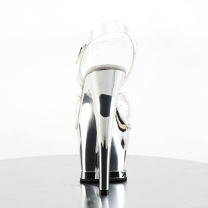 MOON-708DMCH 7" Heel ClearSilver Chrome Pole Dancing Shoes